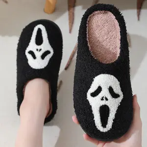 Halloween Home Cute Cartoon Warm Non-slip Winter Slippers Women Skull Couple Plush Drag Thriller Hand Claw Creative Shoes