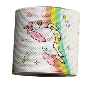 中国制造柔软廉价粉色独角兽装饰印花卫生纸