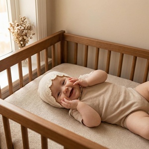 <span class=keywords><strong>Bonnet</strong></span> bébé en coton 100% tricoté à la main et brodé à la <span class=keywords><strong>machine</strong></span>, motif écossais mignon, bord festonné, design dessiné à la main, unisexe, accessoire photo de voyage - Product Image 5