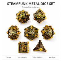 Ensemble de dés en métal doré antique faits à la main, 7 pièces, dés polyédriques creux, DND Dungeons & Dragons, jeux de société, jeux de rôle