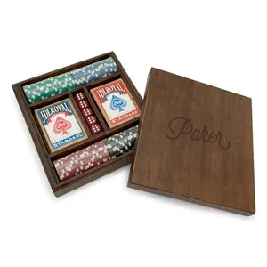 JUNJI Wood Luxury Personal isierte Poker Set Box Poker Liebhaber Geschenke Clay Poker Chips in Holz verpackung