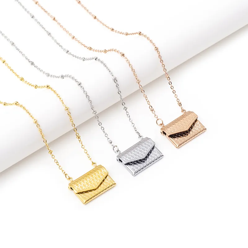 Stainless steel electroplating envelope pendant necklace fashionable charm 3D three-dimensional envelope stainless steel jewelry