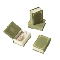 Boîte à bijoux vintage portable rigide en velours, style livre, avec fermeture magnétique, réutilisable, pour bracelets, boucles d'oreilles et bagues