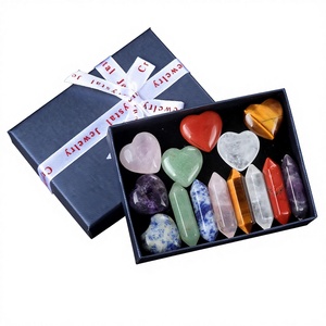 Pierre de Yoga en Cristal <span class=keywords><strong>Semi</strong></span>-Précieux Brut Poli en Forme de Cœur, Colonne Hexagonale à Double Pointe Sept Pulsations, Coffret Cadeau Coloré - Product Image 1