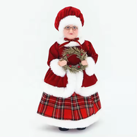 SOTE Amiable 45CM Rouge Mme Claus Figurine Décor De Noël Debout Chef Grand-Mère Poupées De Noël pour Cuisine Intérieure
