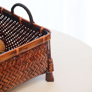 Square <b>Bamboo</b> Woven Basket Storage Box Handmade Rustic Style Food <b>Container</b> For Fruit Tea Set Holiday Gift - Product Image 3