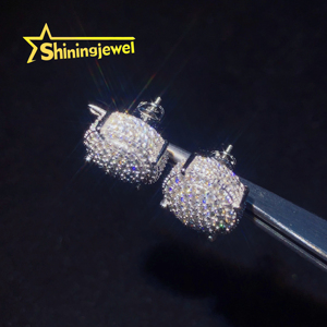 Pendientes de Botón Grandes y Gruesos de 14 mm con Incrustaciones de Diamantes, Joyería de Rapero, Certificación GRA, Probador de Diamantes, Pendientes de Botón de Moissanita 925 - Product Image 3