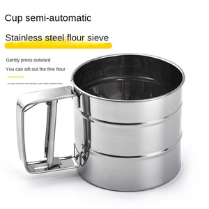 Wholesale Stainless Steel Flour Sieve Cup Semi-Automatic Handheld Mesh Sifter <b>Baking</b> Powder Sugar Household Use Hand Wash Only - Product Image 2