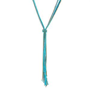 Fashion Beaded <b>Necklace</b> 316L Stainless Steel PVD Gold Plating Sustainable Resistant <b>Long</b> Tassel Design - Product Image 2