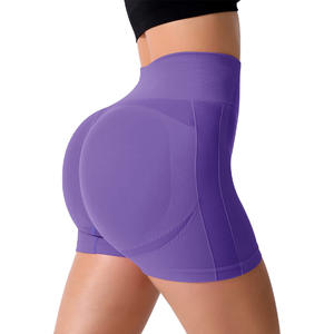 Pantalones cortos OEM personalizados de cintura alta para mujer, ropa de gimnasio sin costuras, pantalones cortos de yoga para Fitness, ropa con logotipo personalizado, pantalones cortos de gimnasio sin costuras para mujer - Product Image 1