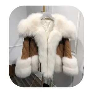 Loose Plus Size Fashion Genuine combination of suede and fur Women Wholesale High Quality Fox Fur Coat down jackets