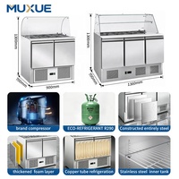 Comptoir de préparation de salades 110V R290 avec protection anti-éclaboussures en verre, 5 bacs GN, plan de travail réfrigéré, station à salades réfrigérée – Vente directe usine