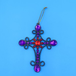 Christmas Pendant Cross Alloy Ornament With Rhinestones For Tree <b>Decoration</b> Unisex <b>Winter</b> 2024 Shenzhen Made - Product Image 4