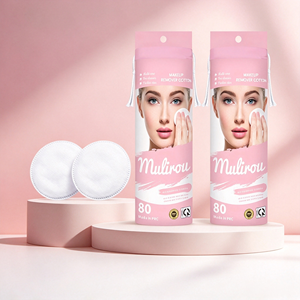 Disques démaquillants roses en coton, tampons nettoyants pour le visage, 80 pièces, disques en coton doux et ronds pour les soins quotidiens de la peau - Product Image 2