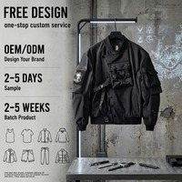Blouson Bomber Techwear Homme Personnalisé OEM Multi-Poches Utilitaire avec Sangles Cargo Coupe-Vent Streetwear Manteau Vêtement d'extérieur