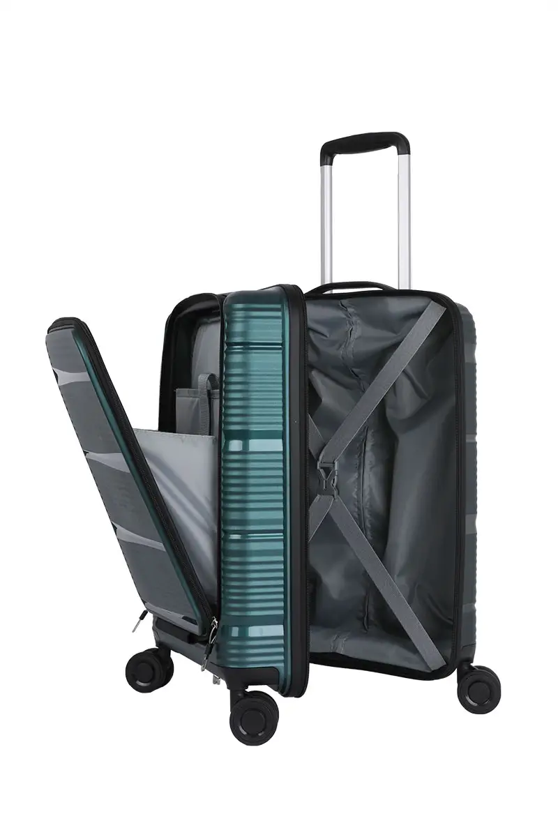 केबिन आकार का मल्टी-फंक्शन ट्रैवल ट्रॉली बैग बड़ी क्षमता वाला बोर्डिंग 20 इंच पीपी सामान फ्रंट लैपटॉप पॉकेट एंटी-थेफ्ट सूटकेस