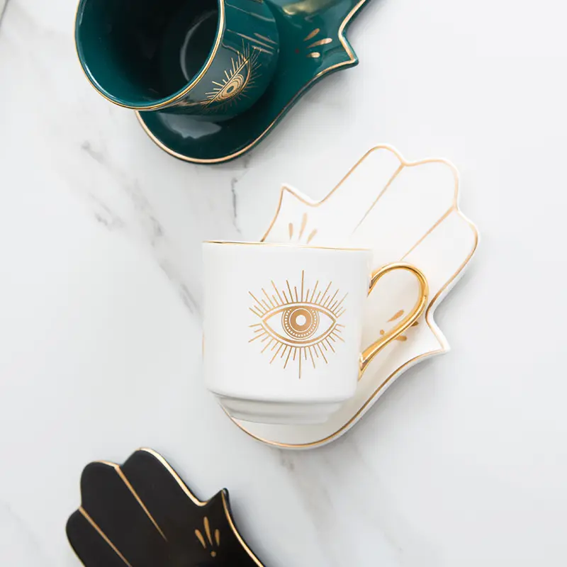 유럽 빛 럭셔리 커피 컵과 접시 세트 모로코 스타일 컵 Ins 애프터눈 티 컵과 접시 세트 세라믹