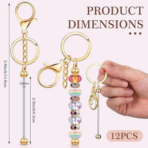Party Favors Beadable <b>Keychain</b> Set DIY Blank Metal Keyring Bars for Silicone Beads Craft Jewelry Making <b>Personalized</b> Gift RTS - Product Image 2