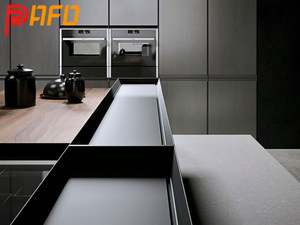 REFOR High End Custom Wooden Style <b>Kitchen</b> Furniture Wood Veneer APP <b>Kitchen</b> Cabinets with Island - Product Image 5