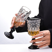 Verre à jus transparent en verre pressé, épaissi, motif diamant vintage, verre à flûte, verre à vin rouge
