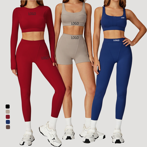 Leggings de sport 6 pièces pour femmes, taille élastique, respirants, en Spandex/Nylon, grande taille, couleur unie, pour yoga et fitness en extérieur, vente en gros sur mesure - Product Image 1