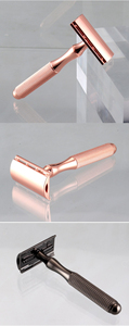 Rasoir à double tranchant pour HOMMES Femmes Rasoirs de sécurité noirs avec métal or rose Produit de soin personnel pour hommes femmes Rasoir - Product Image 6