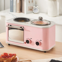 Appareil à petit-déjeuner électrique 3-en-1 multifonction Mini grille-pain Poêle à frire antiadhésive Contrôle numérique Utilisation de l'hôtel Sandwich