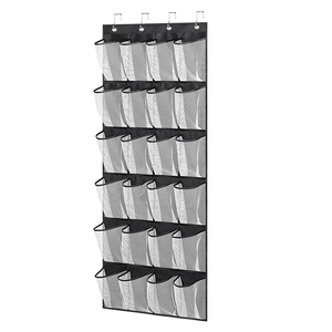 Organisateur de chaussures suspendu – à accrocher sur la porte, poches en filet, transparent – grande capacité, gain de place – pour chambre, placard, dortoir, etc. - Product Image 1