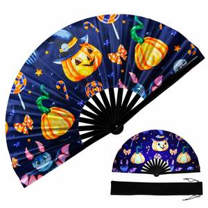 Personalised Custom Printed Bamboo Wooden Folding Clack Hand Fan Logo for Festival Parties Rave Accessories Large Rave Hand Fan - Product Image 1