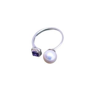 Freshwater 8-9mm White Round Pearl Ring for Female S925 Silver Simple Style with Strong Light and Fine Flaws - Product Image 5