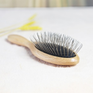 Baoli OEM 95g 64x220mm cepillo de aseo gato Show Dog <span class=keywords><strong>Madan</strong></span> inoxidable Pin cepillo de madera gato perro aseo Slicker cepillo para mascotas - Product Image 4