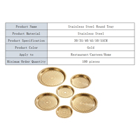 Gouden Commerciële Moderne Elegante RVS Schaal Spiegelpolijst Geëmbosseerde Rand Duurzaam 40cm voor Restaurants Hotels