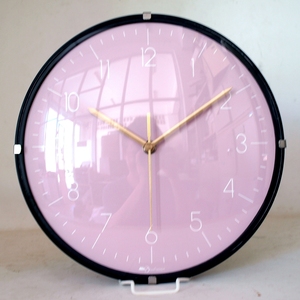 <b>Pink</b> Round Plastic Quartz Simple Modern Convex Wall Clock Home Decoration with Custom logo Living Room Ideas - Product Image 1