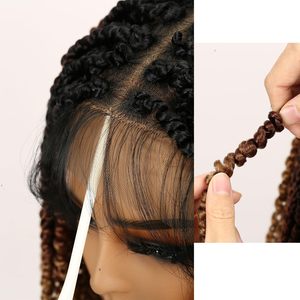 Peluca Trenzada de Encaje Completo <span class=keywords><strong>HD</strong></span> al por Mayor con Estilo Passion Twist # Extensiones de Cabello Natural de 10-14 Pulgadas con Cabello de Bebé |   Fibra Ligera Resistente al Calor Lista para Enviar - Product Image 4