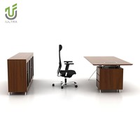 IULTRA 1400mm Bureau de direction Table de bureau compacte et moderne en forme de L avec dessus en bois MDF MFC durable Assemblage facile