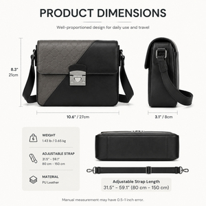 Bolso de hombro de cuero PU para hombre, bandolera de negocios, bolso informal con solapa, correa ajustable, bolso de viaje para el día a día - Product Image 5