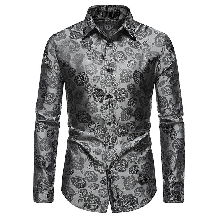 green emerald velvet dress Men's Black Gold Dress Shirt with Contrast Collar for Casual M main image 0