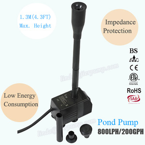 Jier <strong>200</strong> GPH 12 W Black Electric Fountain Pump for Fish Pond Adjustable Flow Pond Pump 800 Litres Per Hour with ETL CE Listed - Product Image 2