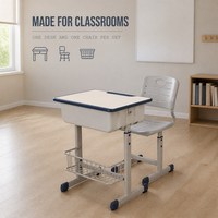 Ensemble bureau et chaise d'école réglables en hauteur, vente en gros, pour collège