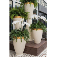Pot rond en fibre de verre pour grand arbre, grands bacs à plantes, Pilaren Binnen Bloempot, grands pots à plantes dorés de luxe, vase ou pot blanc
