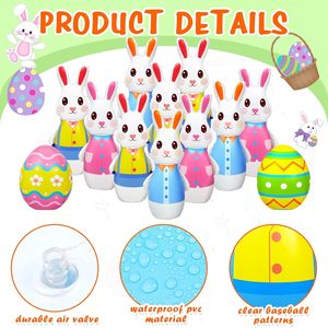 ชุดโบว์ลิ่งกระต่ายอีสเตอร์ เกมโบว์ลิ่งไข่กระต่ายหลากสีพร้อมพิน 6 อัน ลูกบอล 2 ลูก ของชำร่วยงานปาร์ตี้วันหยุดสำหรับเด็กวัยหัดเดิน - Product Image 3