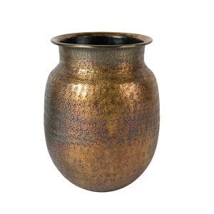 High Quality Traditional Style Table Top Centerpiece Metal <b>Vase</b> Look Elegant Antique <b>Gold</b> Finished with Aluminum Flower <b>Vase</b> - Product Image 2