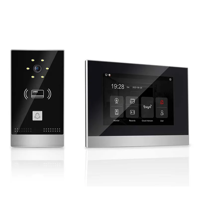 Tuya Sistem Interkom Ponsel Pintu Video Wifi, Sistem Masuk Pintu Penglihatan Malam Monitor Layar HD 7 Inci untuk Keamanan Villa