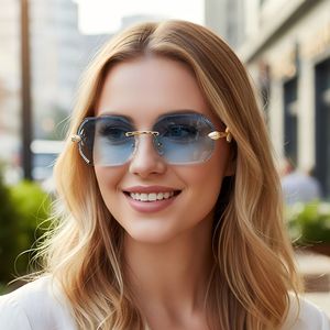 Nouvelles lunettes de soleil tendance 2026 <span class=keywords><strong>Google</strong></span> Explosions, monture sans cadre tête de serpent, branches miroir, coupe irrégulière, style avant-gardiste et sophistiqué - Product Image 3