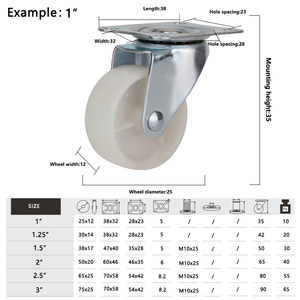 Parafuso Freio PP <span class=keywords><strong>Caster</strong></span> Fixo Deslizante Rolos Roda Computer Desk Móveis Castor Atacado Pequena Bola Branca Moderna - Product Image 3