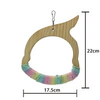 Perchoir suspendu en bois massif pour perroquet, avec corde en coton colorée (pour perruches/lovebirds), pour le nettoyage des griffes et la réduction de l'ennui