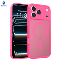 Funda Suave Color Rosa Rojo para iPhone 18 17 16 15 14 13 Pro Max, Carga Inalámbrica Magnética, Protección de Lente a Prueba de Golpes