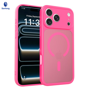 Custodia Morbida Rosa Rossa per <span class=keywords><strong>iPhone</strong></span> 18 17 16 15 14 13 Pro Max con Ricarica Wireless Magnetica, Antiurto e Protezione Lente - Product Image 1