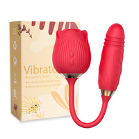 Rosenblütenförmiger Silikon-Dildo-Vibrator mit Zungenverlängerung und Klitoris-Saugfunktion für Frauen