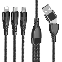 Câble de charge multi-têtes USB 5 en 1 en promotion – 5V/3A 15W – Charge simultanée pour téléphones mobiles et tablettes (Micro, Type-C et Lightning)